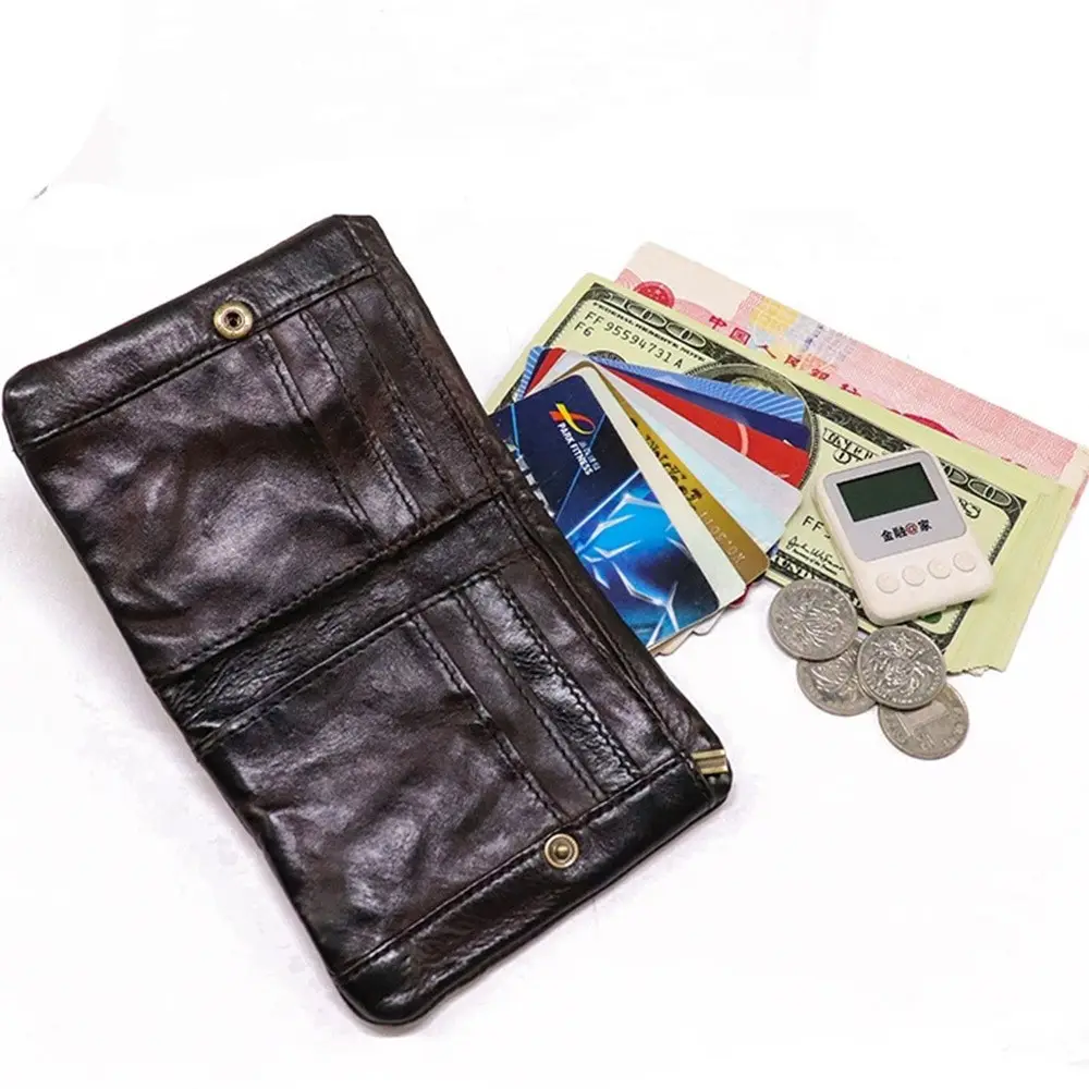 Brieftasche Herren aus Leder im Vintage-Look mit Druckknopf – Bild 2